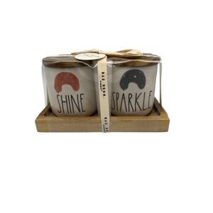 Rae Dunn Shine and Sparkle Mini Canisters With Wooden Tray